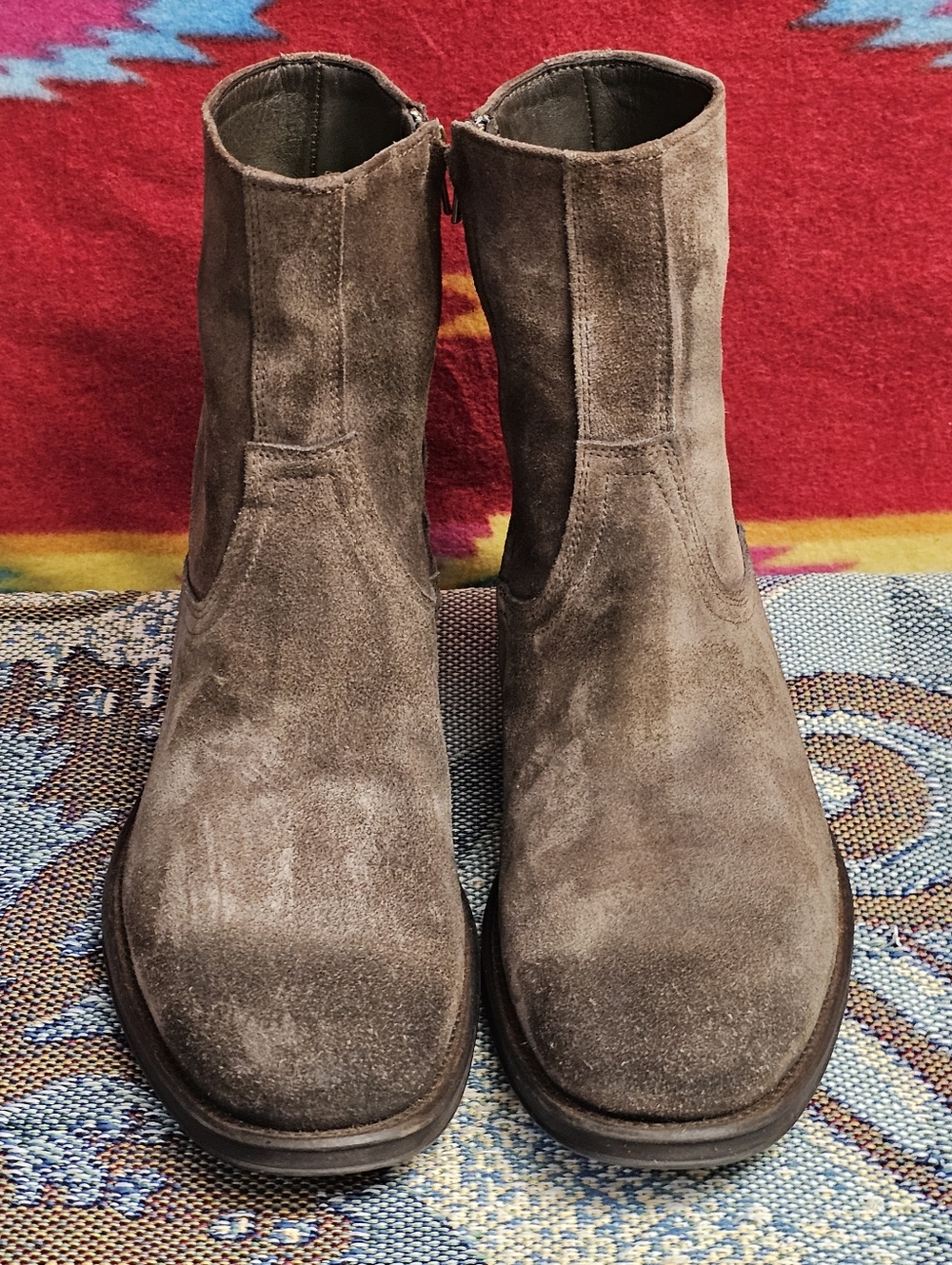 TO BOOT NEW YORK MULLER Brown Suede Side Zip Boots Mens Size 8.5
